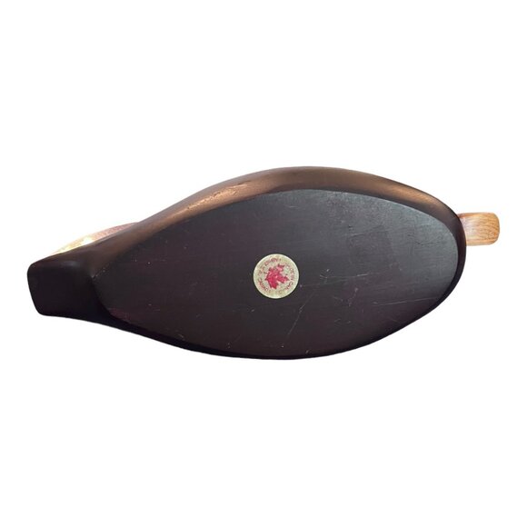 Vtg Carved Wooden Hunting Duck Decoy 14" Long Glass Eye Brown Made in Canada - Picture 9 of 9